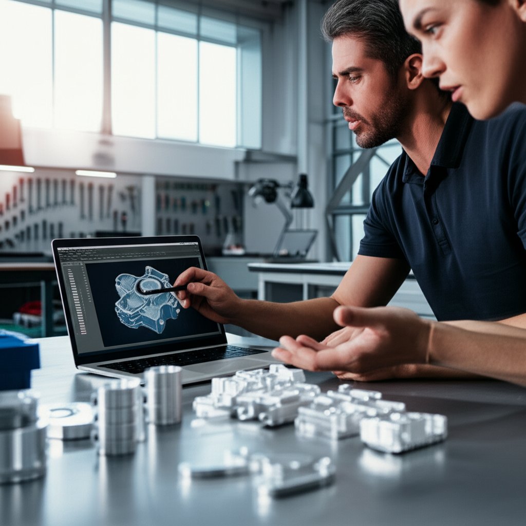 engineers collaborating on aluminum prototyping and quality review