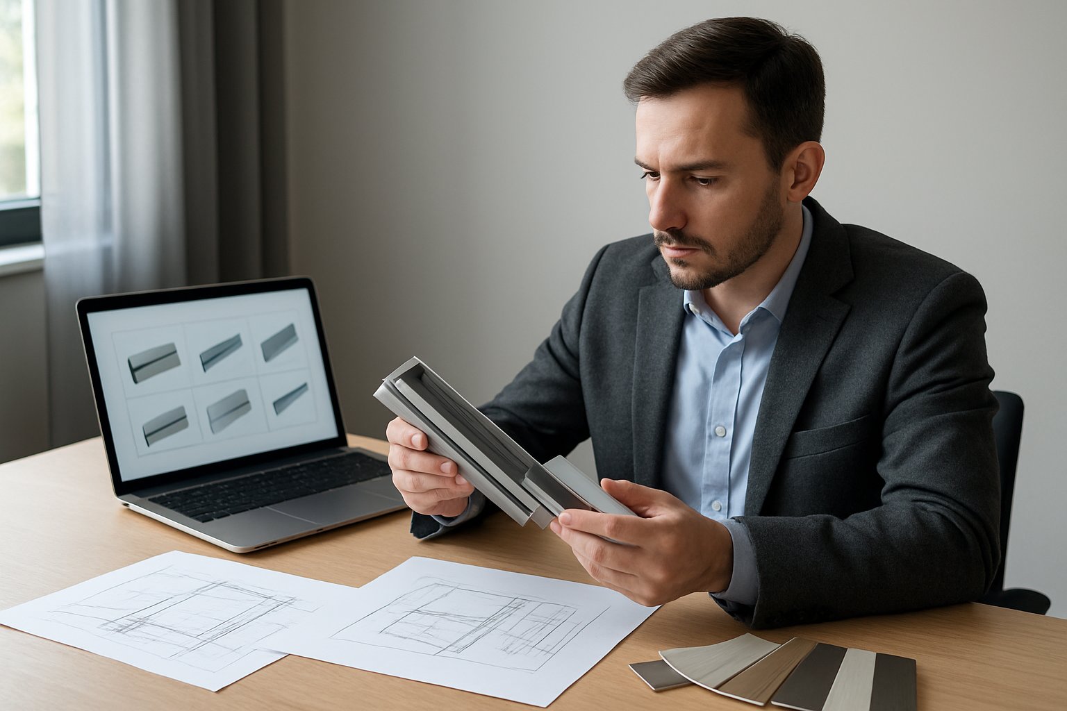 reviewing slim aluminium profile samples and supplier information