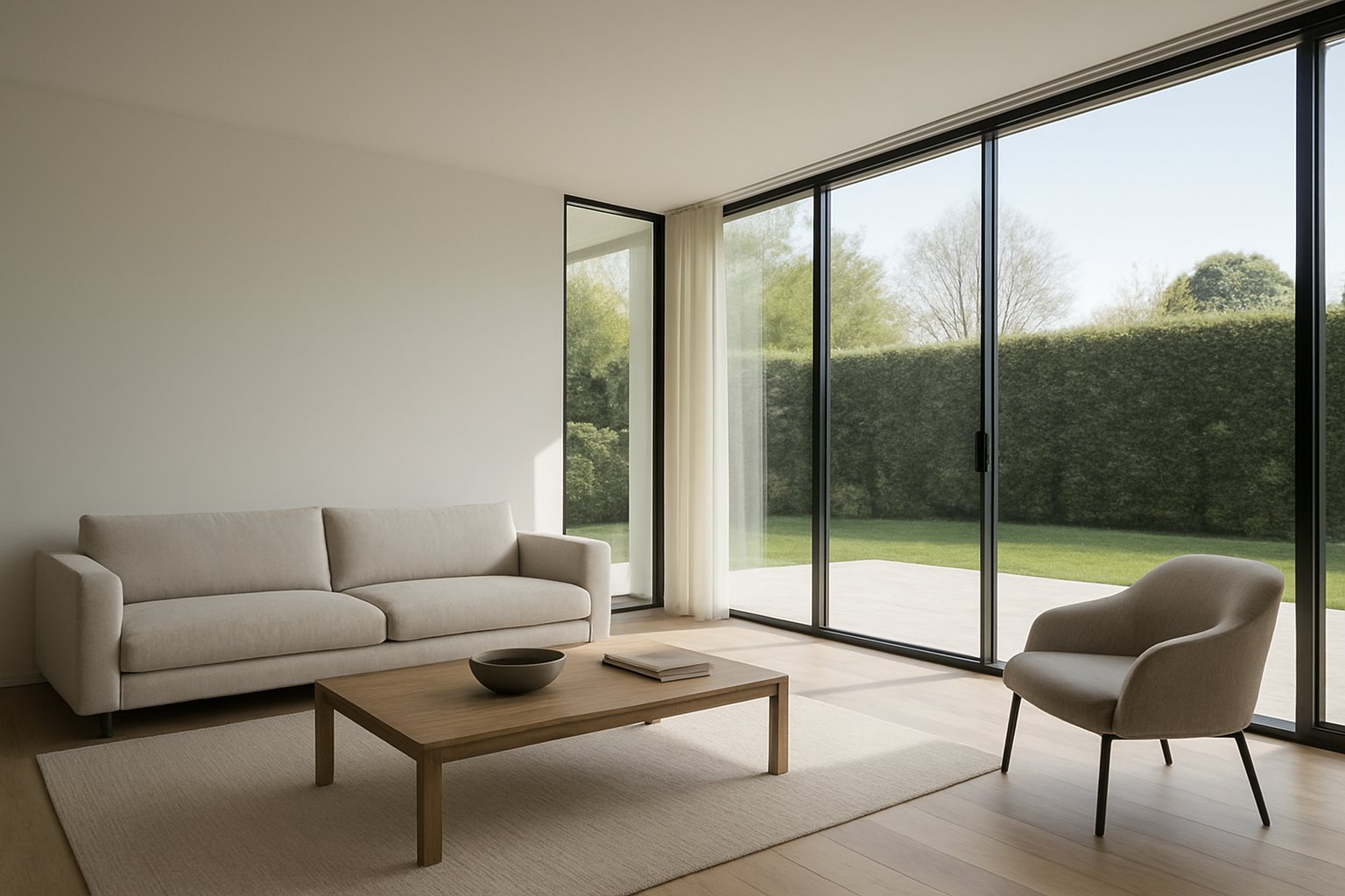 slim aluminium profiles creating clean sightlines in a modern space