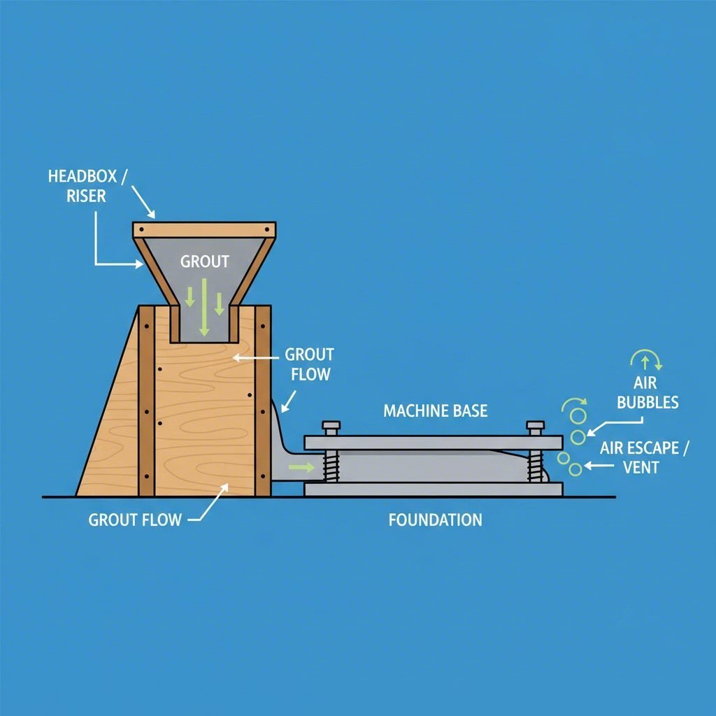 Pouring from one side using a headbox prevents dangerous air voids under equipment