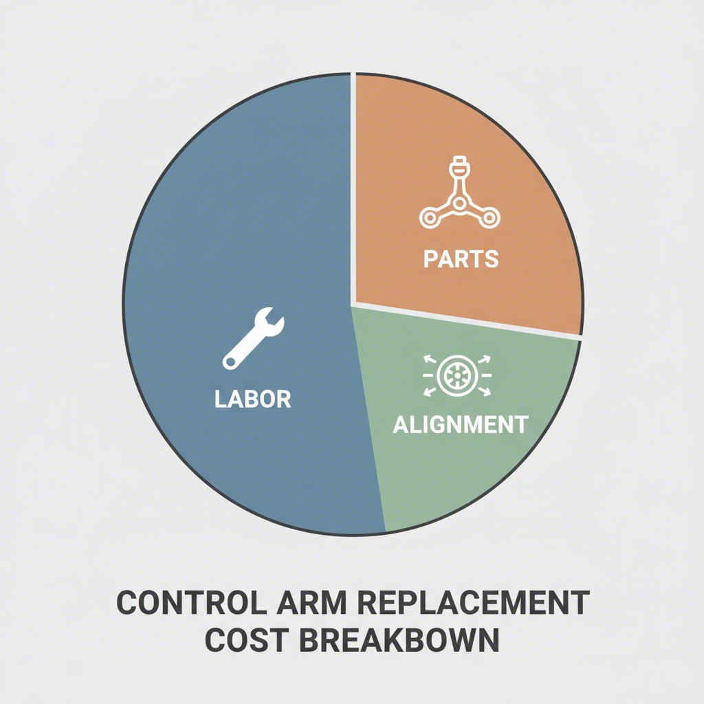 cost breakdown chart for control arm replacement showing parts labor and alignment expenses