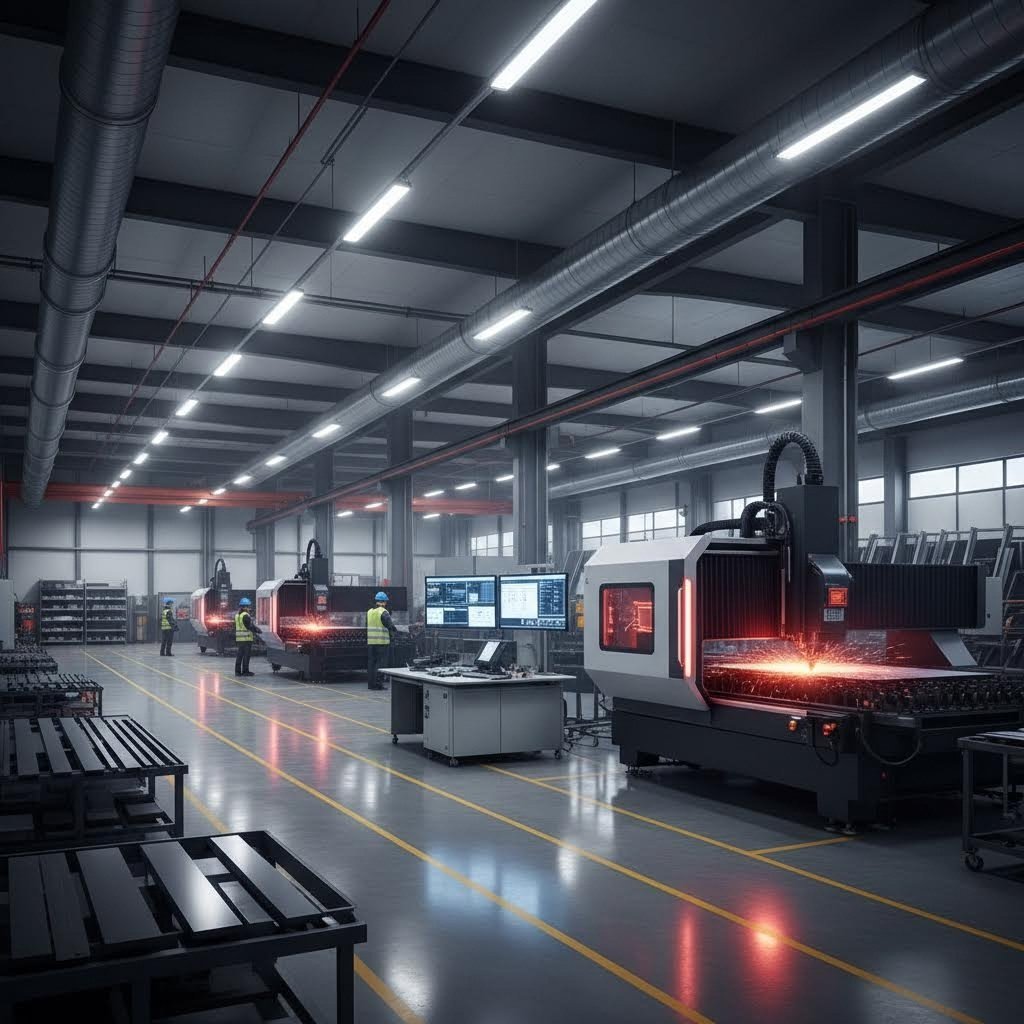 professional metal fabrication facility equipped with advanced laser cutting technology