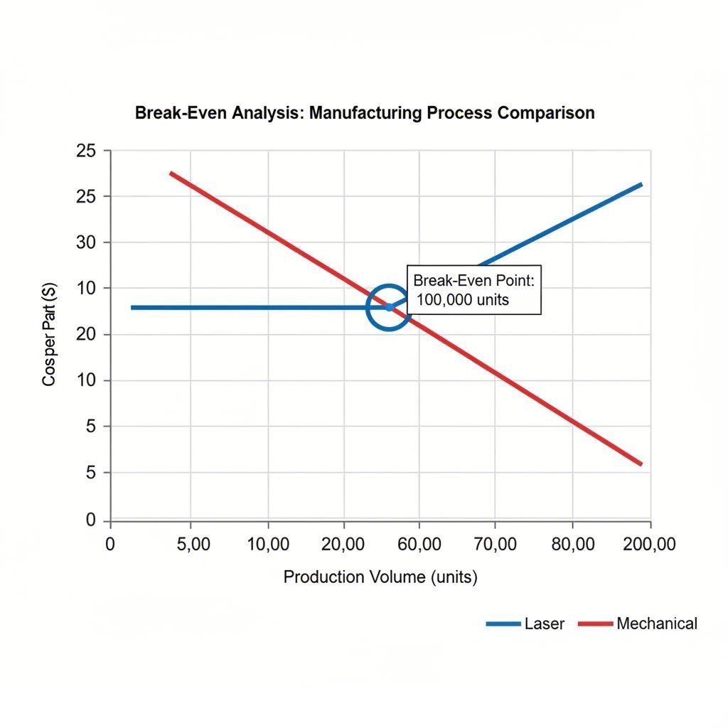 Cost break even analysis chart for blanking processes