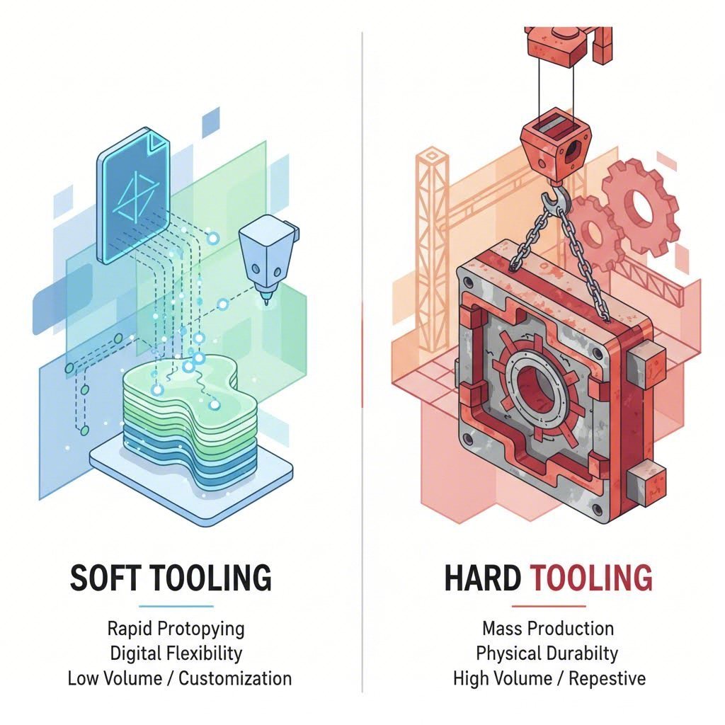 Soft tooling digital workflow vs hard tooling physical dies