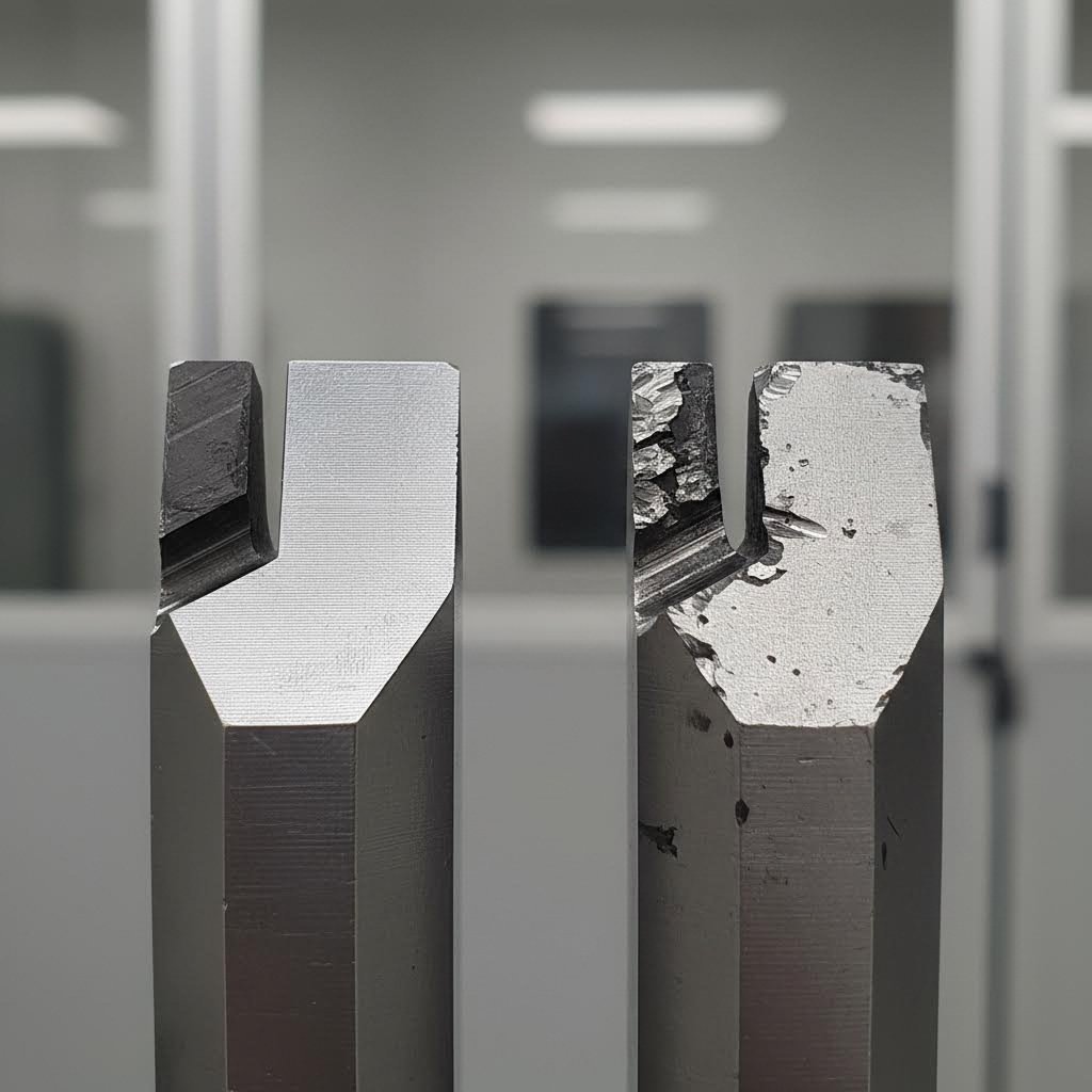 comparison of sharp versus worn punch cutting edges affecting edge quality