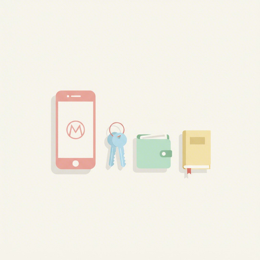 conceptual view of items that fit in a small drawstring bag