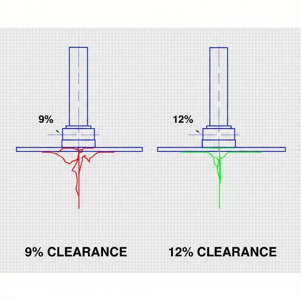 Increasing punch clearance to 12 14 reduces edge splitting in DP steel stamping
