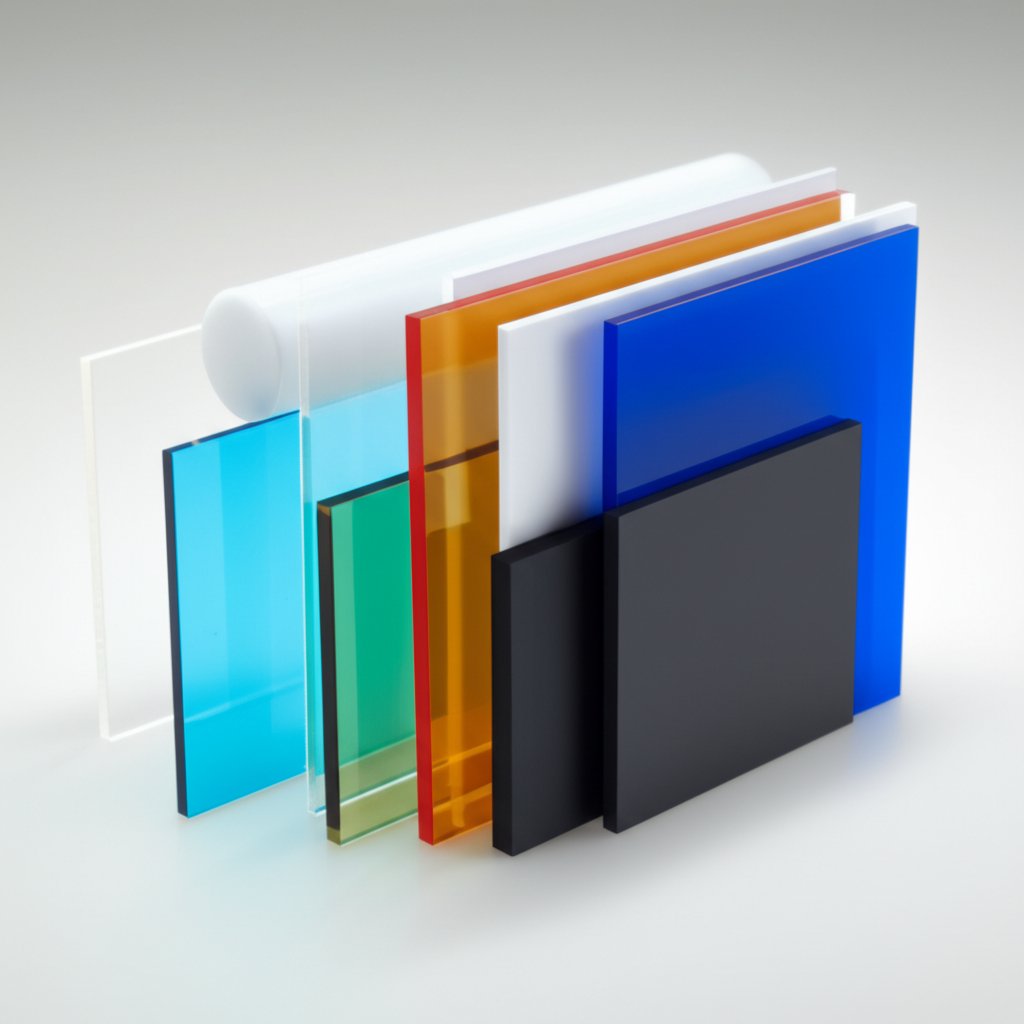 assorted rigid plastic materials in different forms and finishes