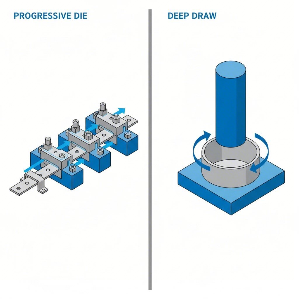 Comparison of progressive die versus deep draw stamping processes