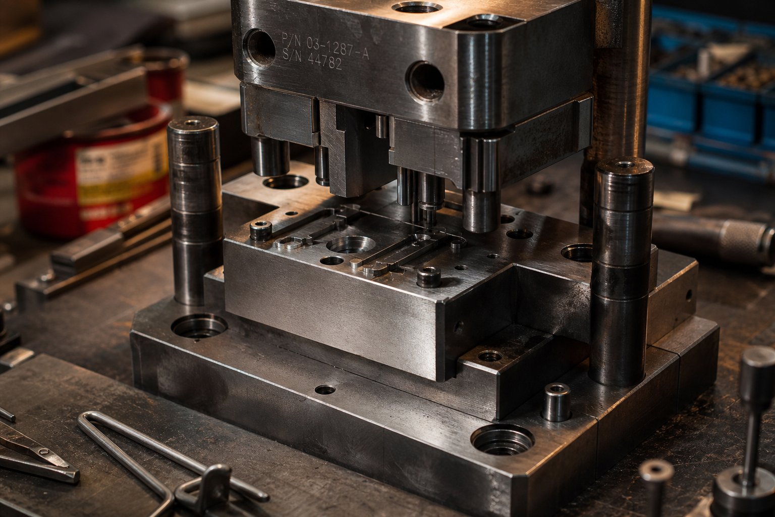 info-1-1 precision die tooling components designed for thin stainless steel ribbon stamping operations