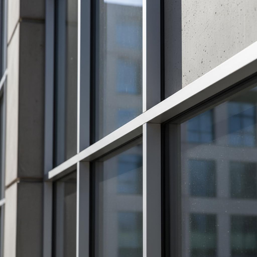 aluminum angle profiles integrated into modern architectural window framing