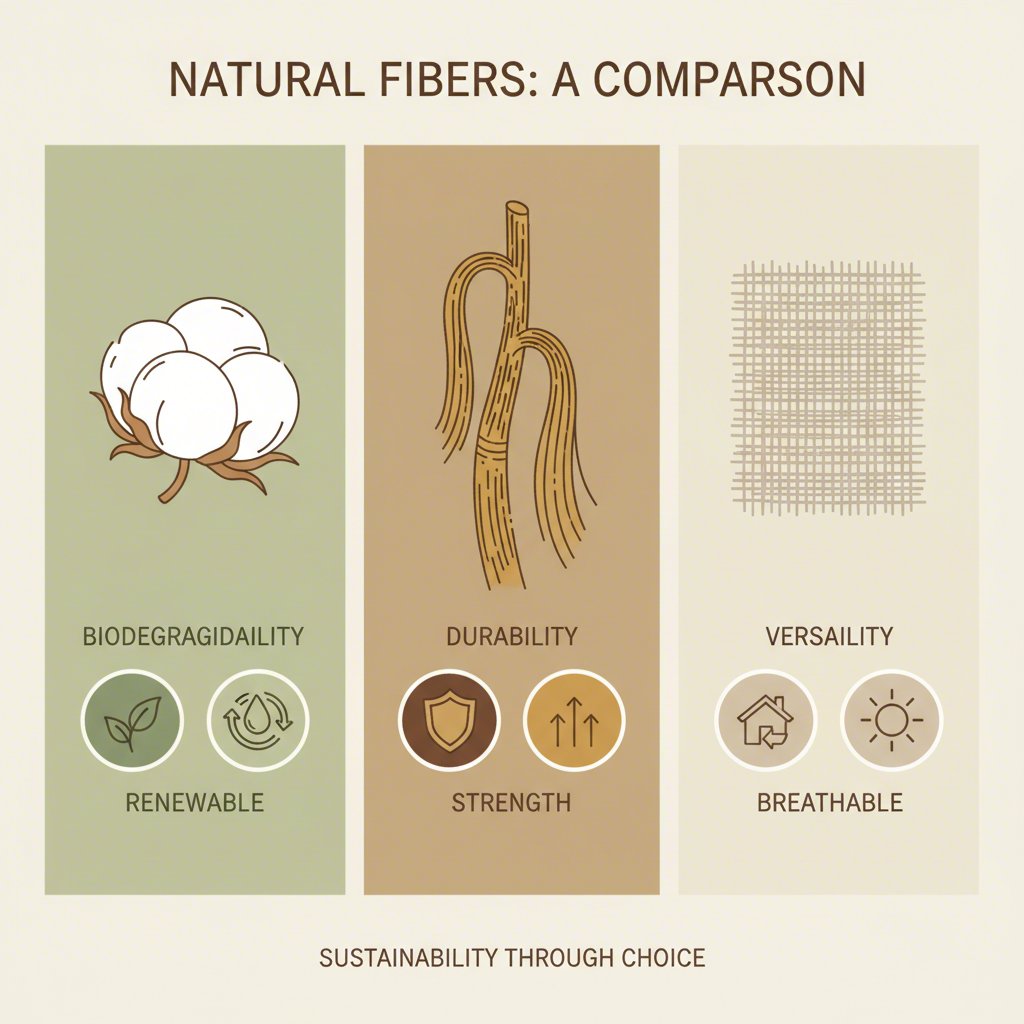 visual comparison of natural fibers like cotton jute and canvas for bags