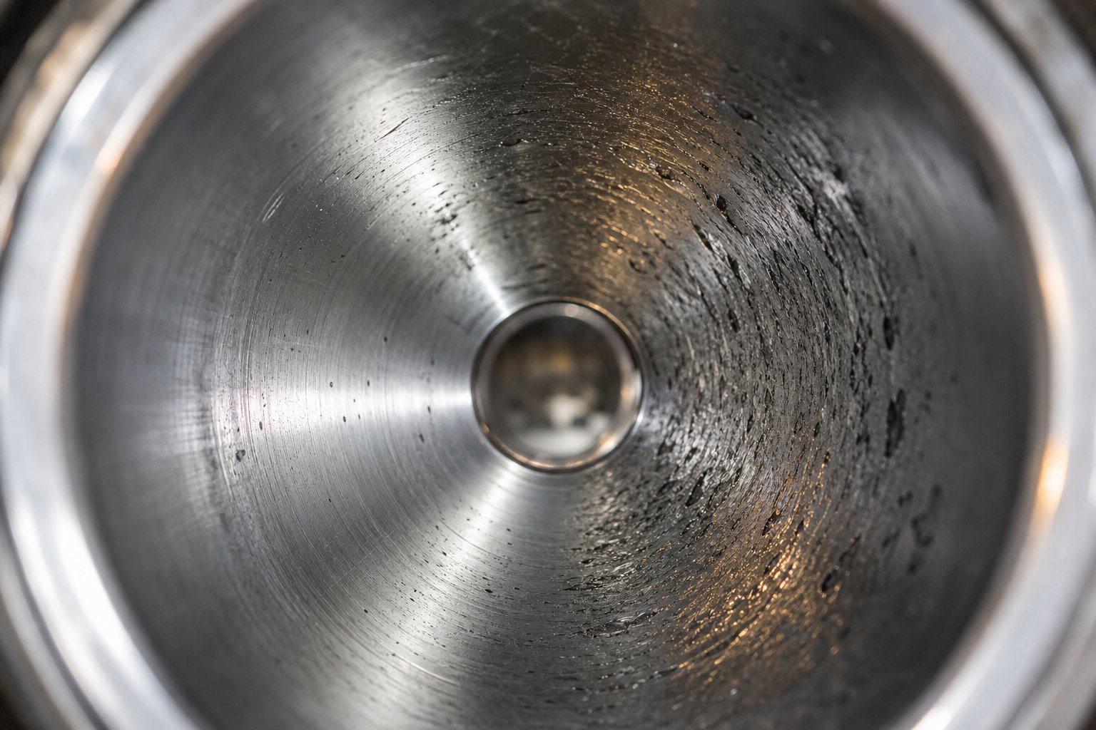 interior bore surface of an extrusion barrel showing abrasive and corrosive wear patterns that signal replacement
