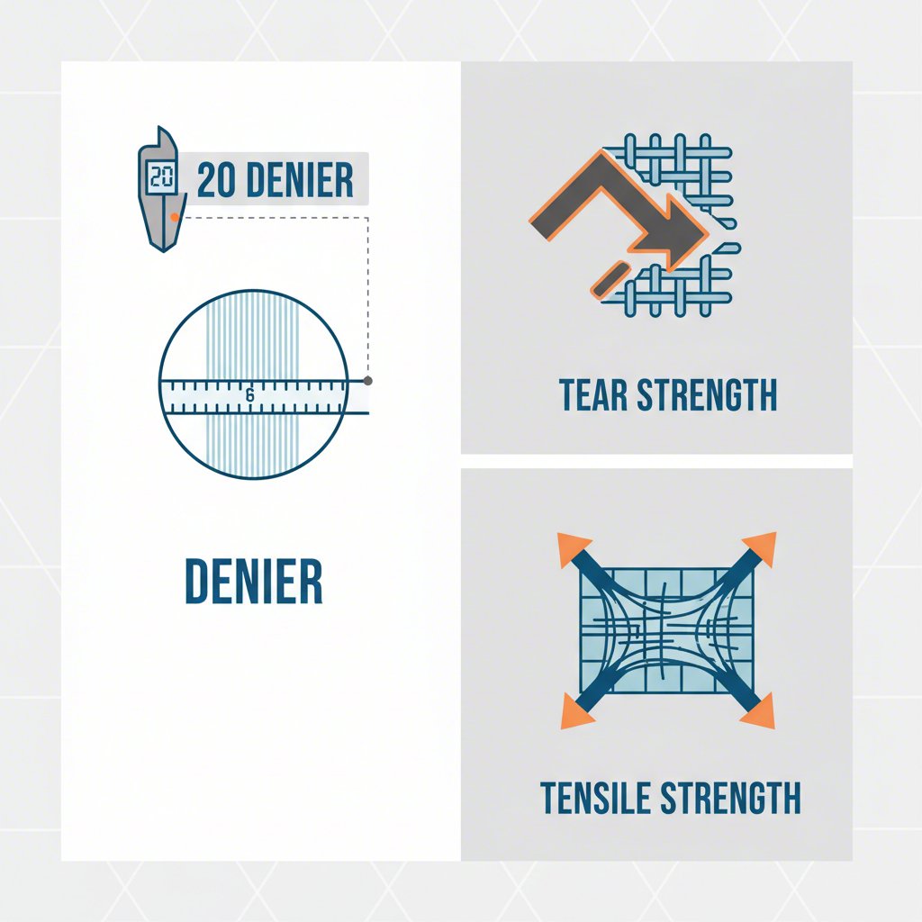 a visual guide to fabric strength metrics like denier and tear resistance