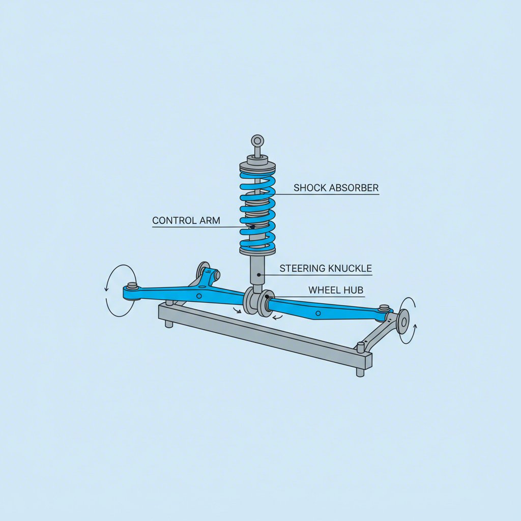 diagram of a vehicle suspension system highlighting the control arm