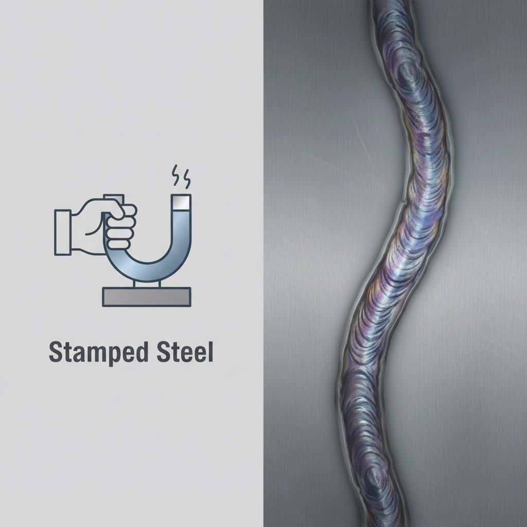visual and magnetic tests to identify stamped steel control arms