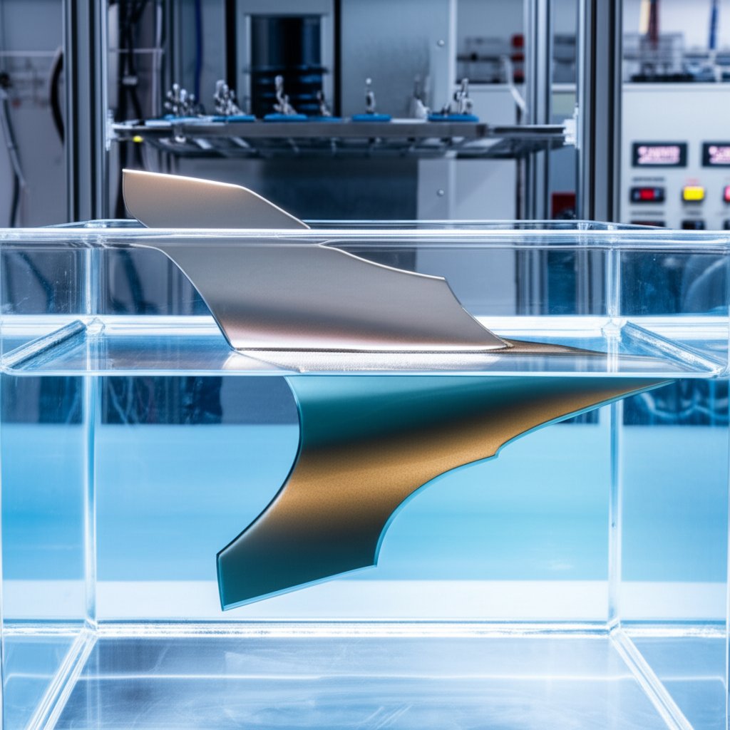 metal part undergoing electroless nickel plating in a controlled industrial environment