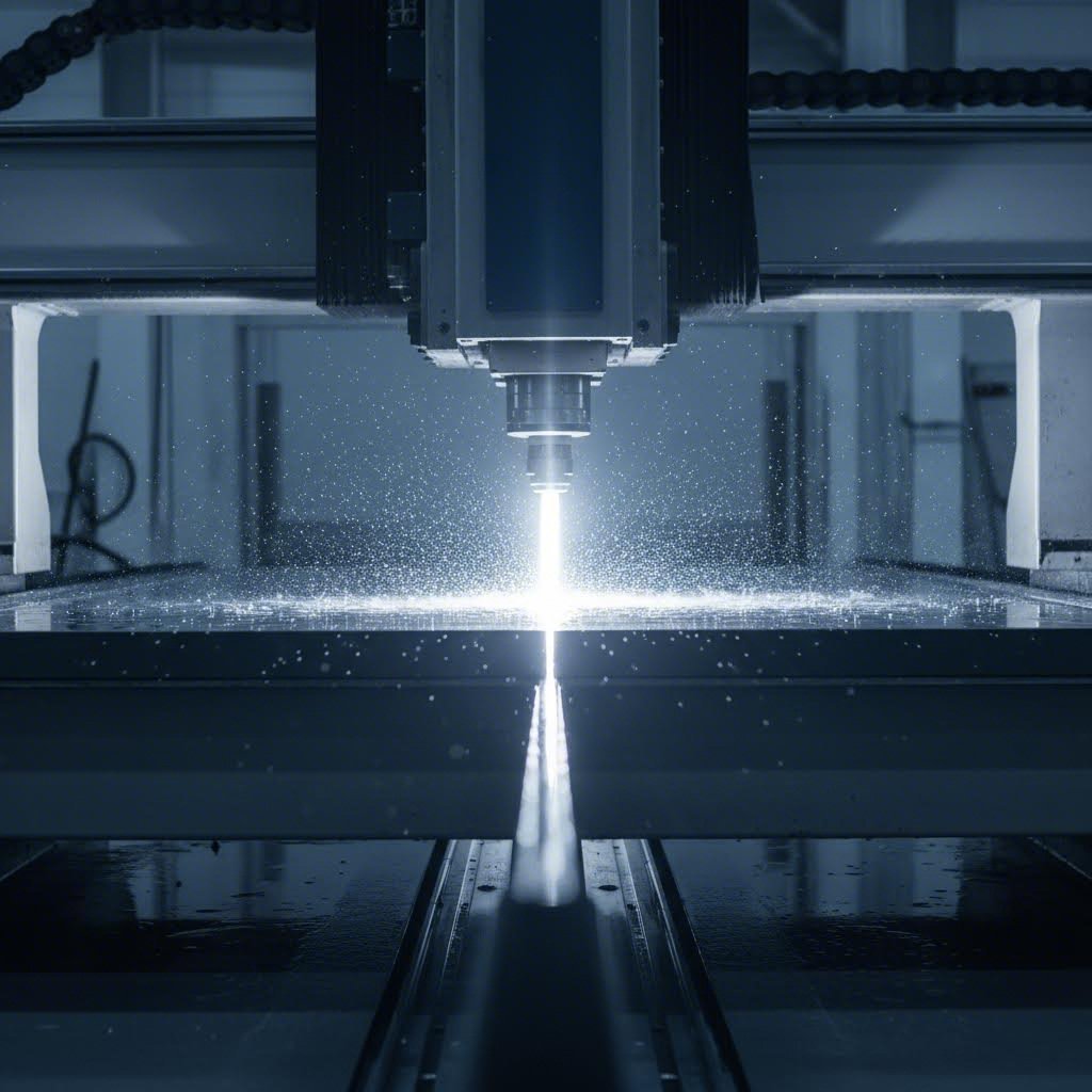waterjet cutting system delivering precision cuts through steel plate without heat distortion