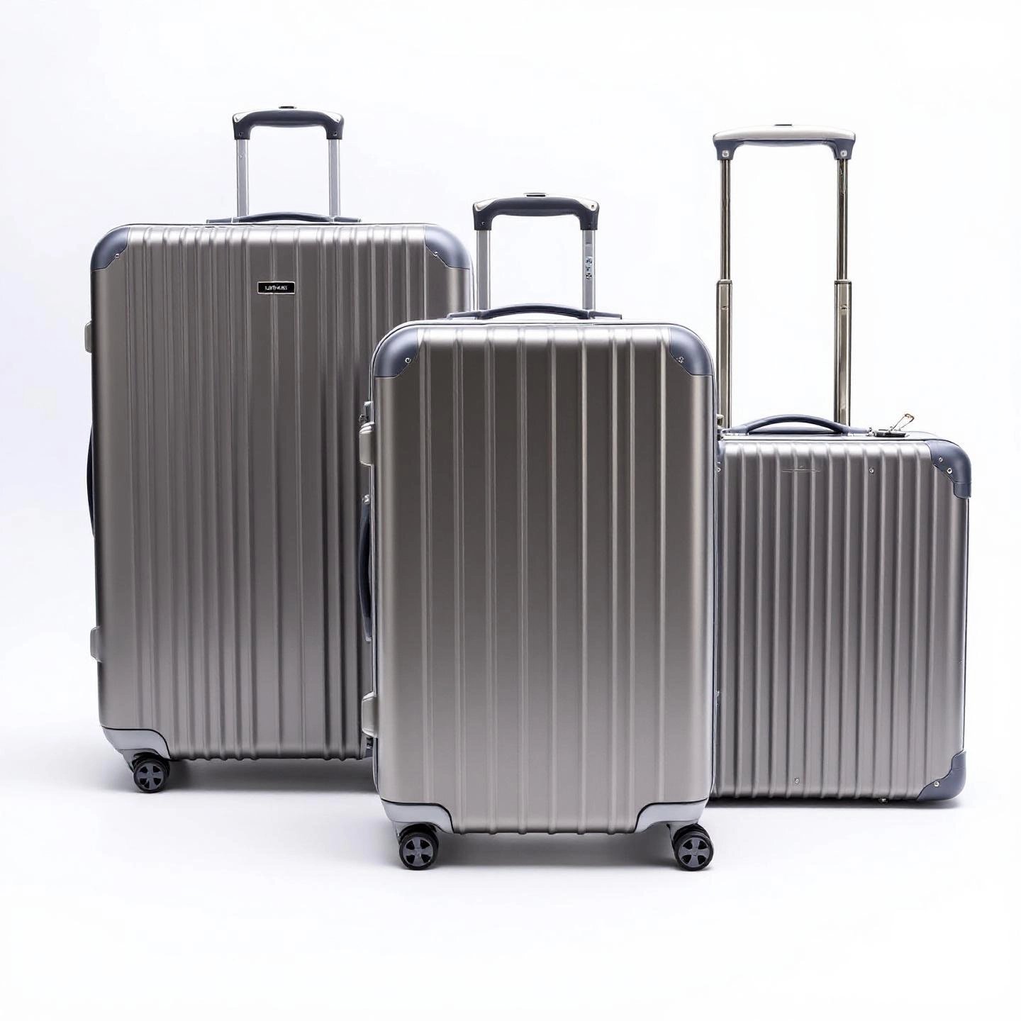 different sizes of aluminum luggage carry on checked and trunk style