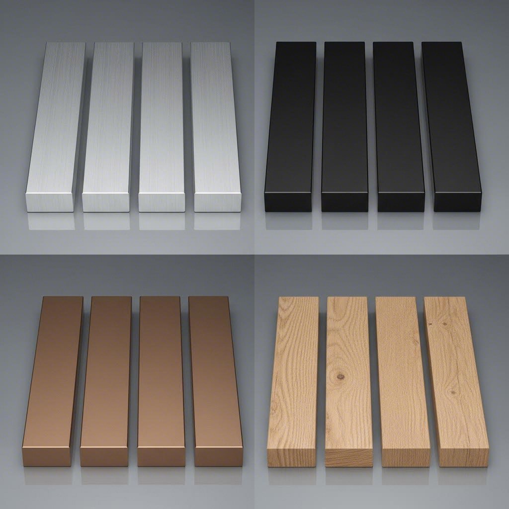 aluminum extrusion samples showcasing anodized powder coated and specialty finishes