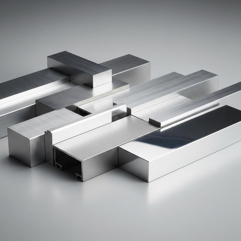 aluminum alloy billets and profile samples demonstrating material variations