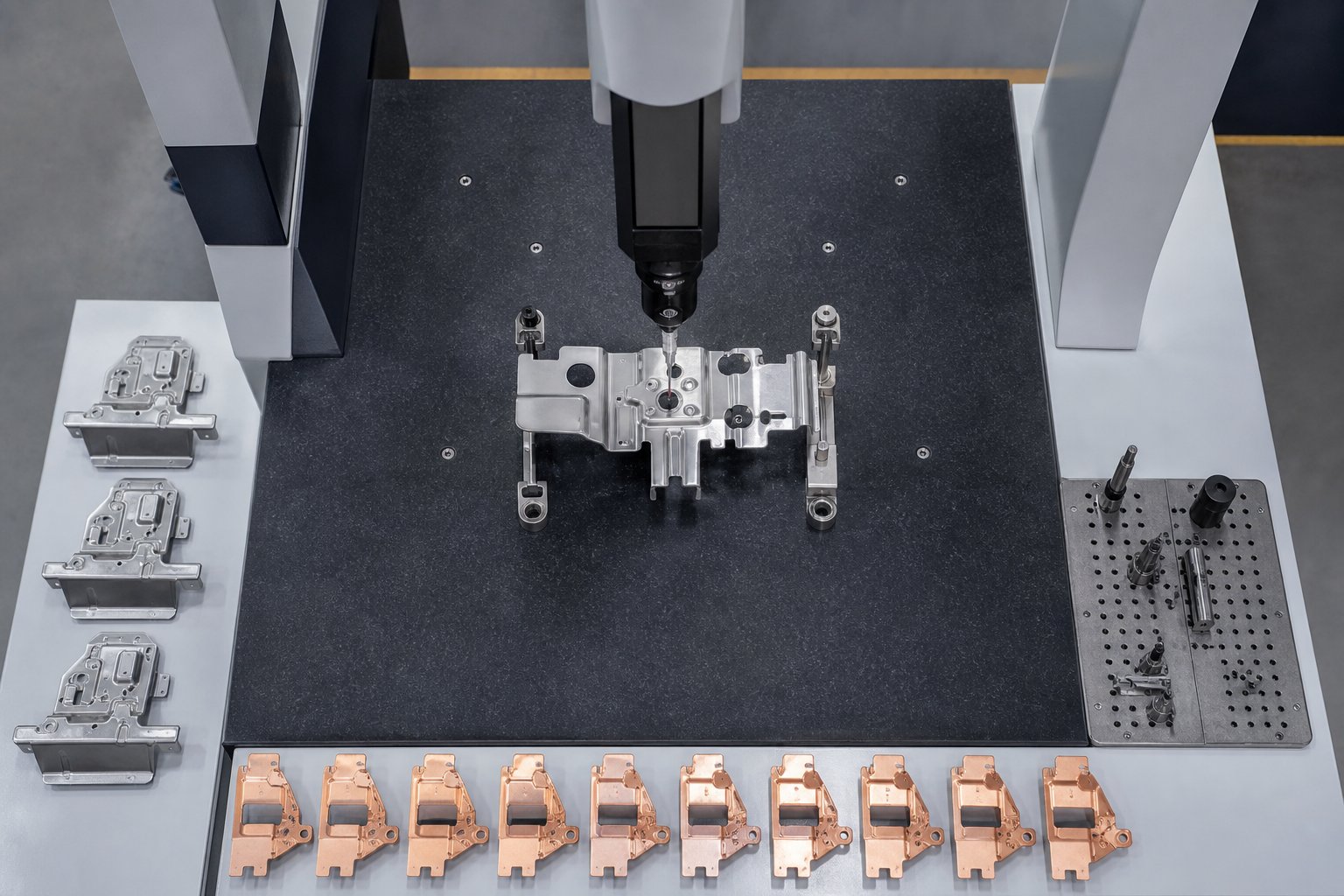 info-1-1 quality inspection of stamped metal parts using coordinate measuring technology to verify dimensional accuracy