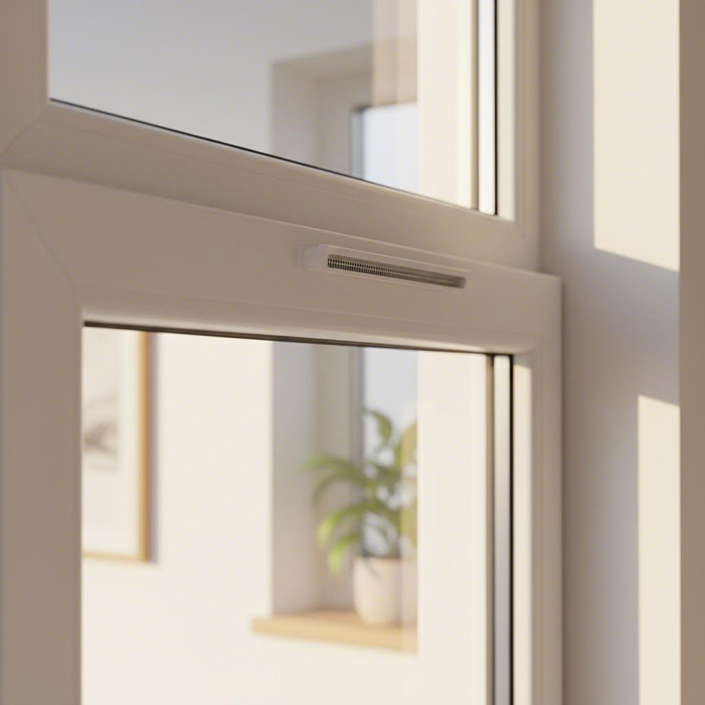 upvc window trickle vent installed in frame head providing continuous background ventilation