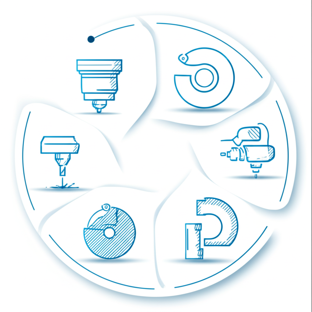 diagram of core cnc machining processes available at a modern machine shop