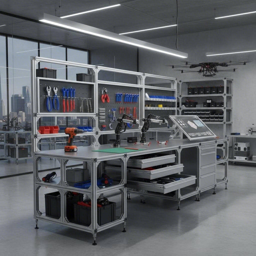 custom aluminum extrusion workbench demonstrating practical workshop applications