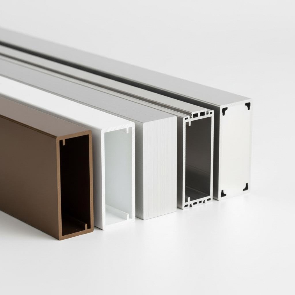 aluminum extrusion profiles showcasing various finishing options from anodized to powder coated surfaces