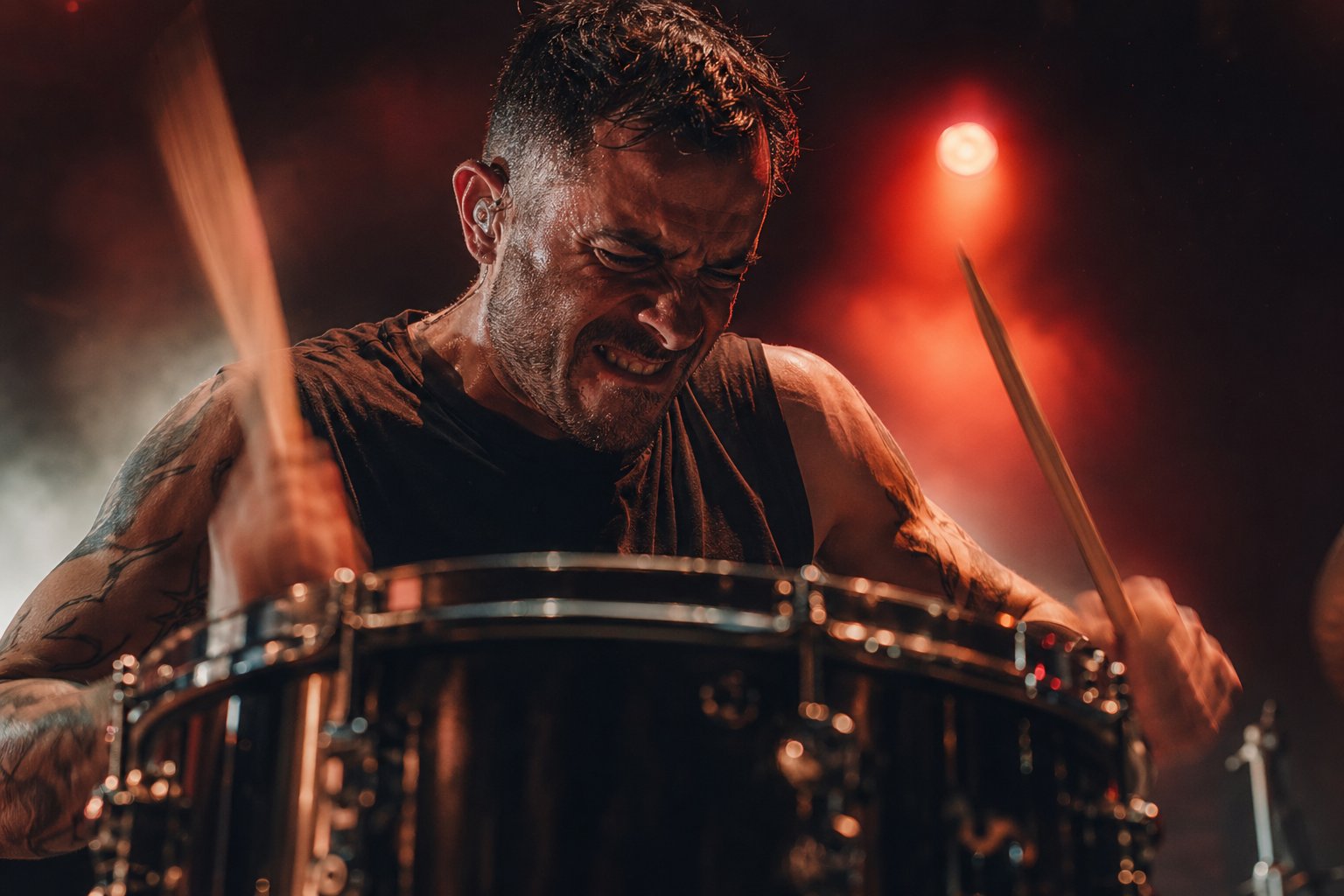 live drumming at extreme tempos delivers raw human energy that defines fast rock and metal