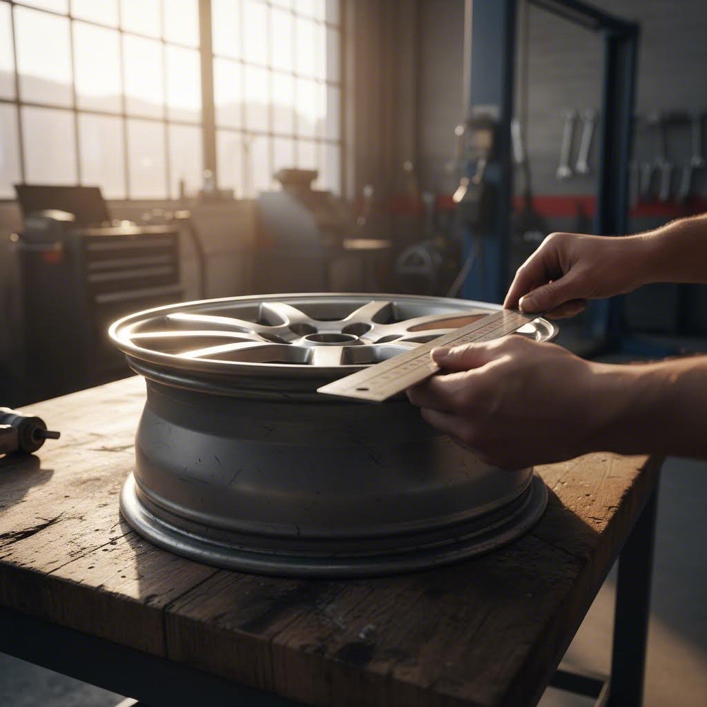 diy wheel offset measurement using straightedge and ruler technique