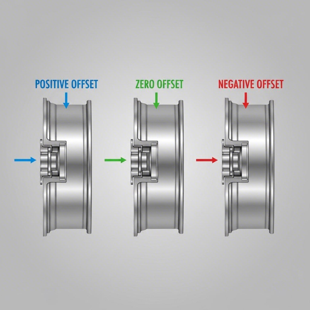 visual comparison of positive negative and zero wheel offset configurations