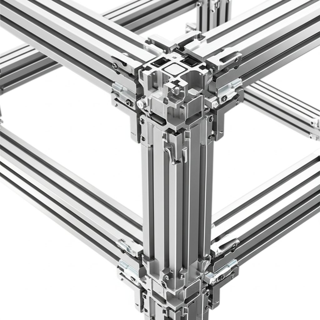 modular 8020 aluminum t slot profiles connected with versatile fasteners