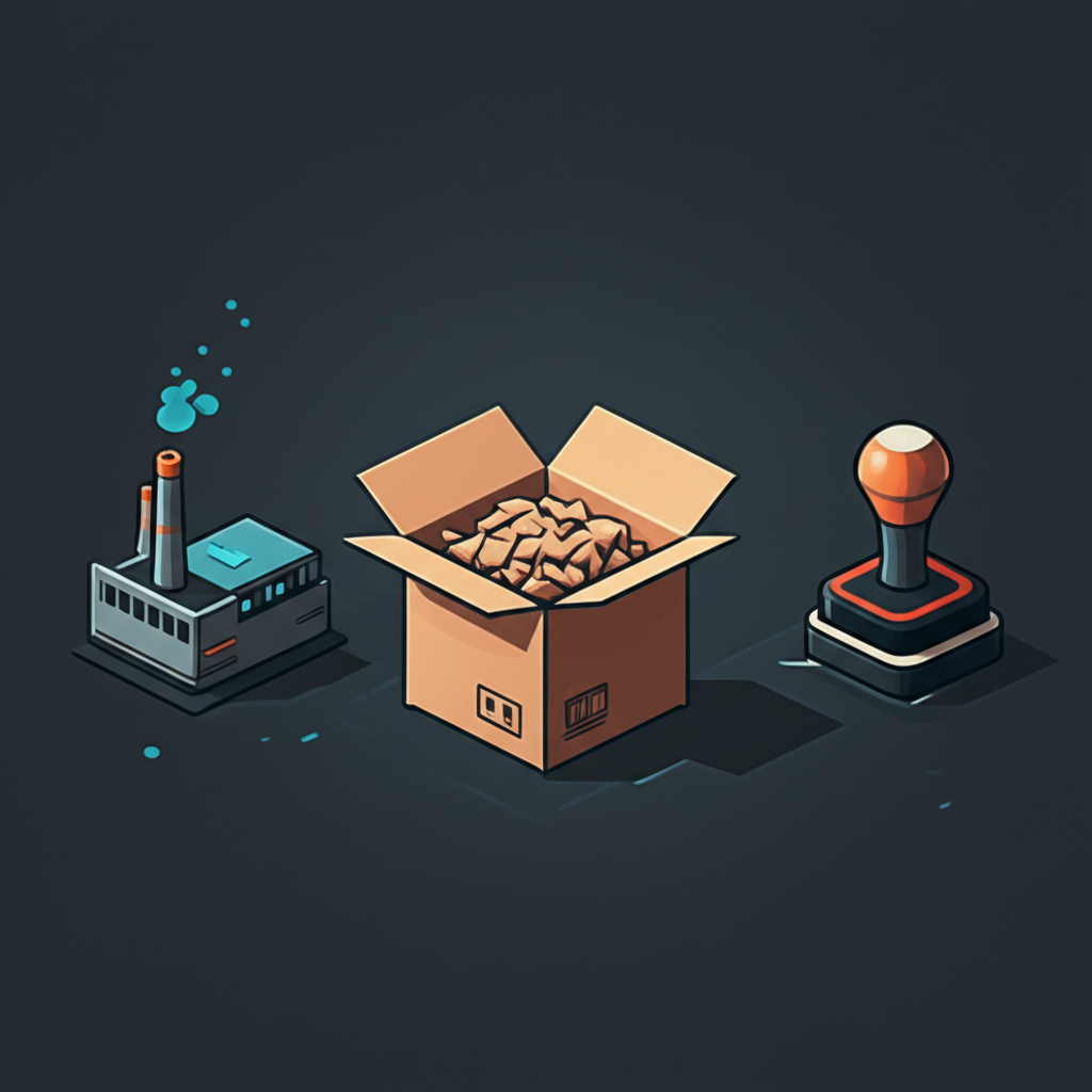 simplified diagram showing the international shipping process for auto parts