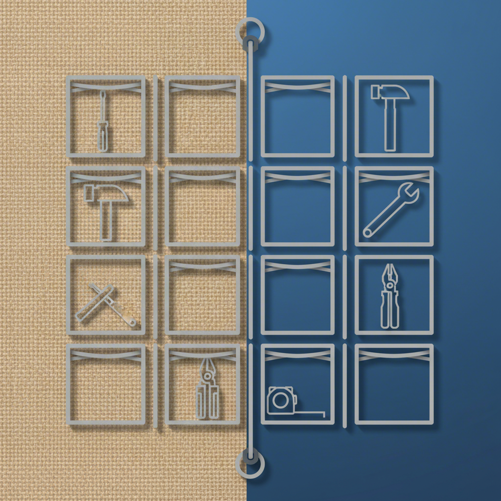 conceptual art showing the durable materials and organization of a heavy duty drawstring tool bag