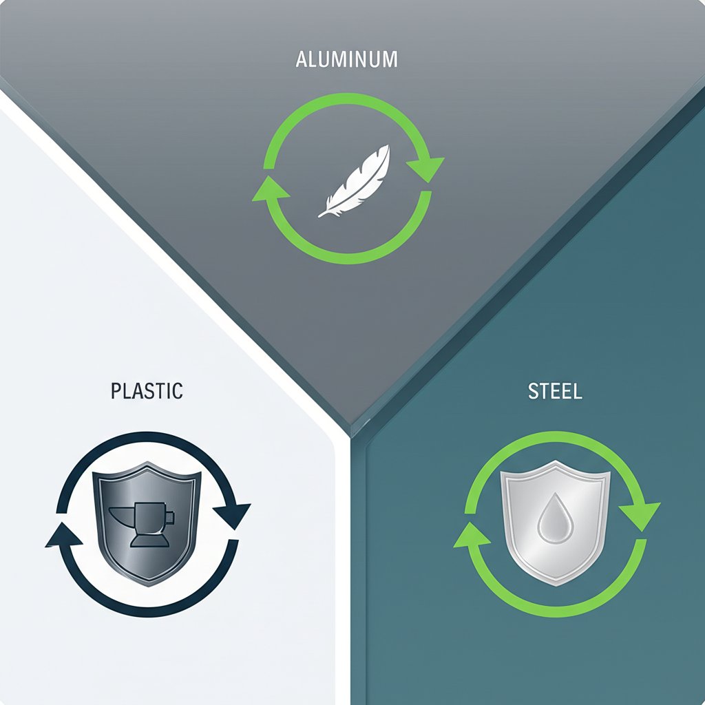comparing aluminium steel and plastic highlights aluminium's recyclability and low weight