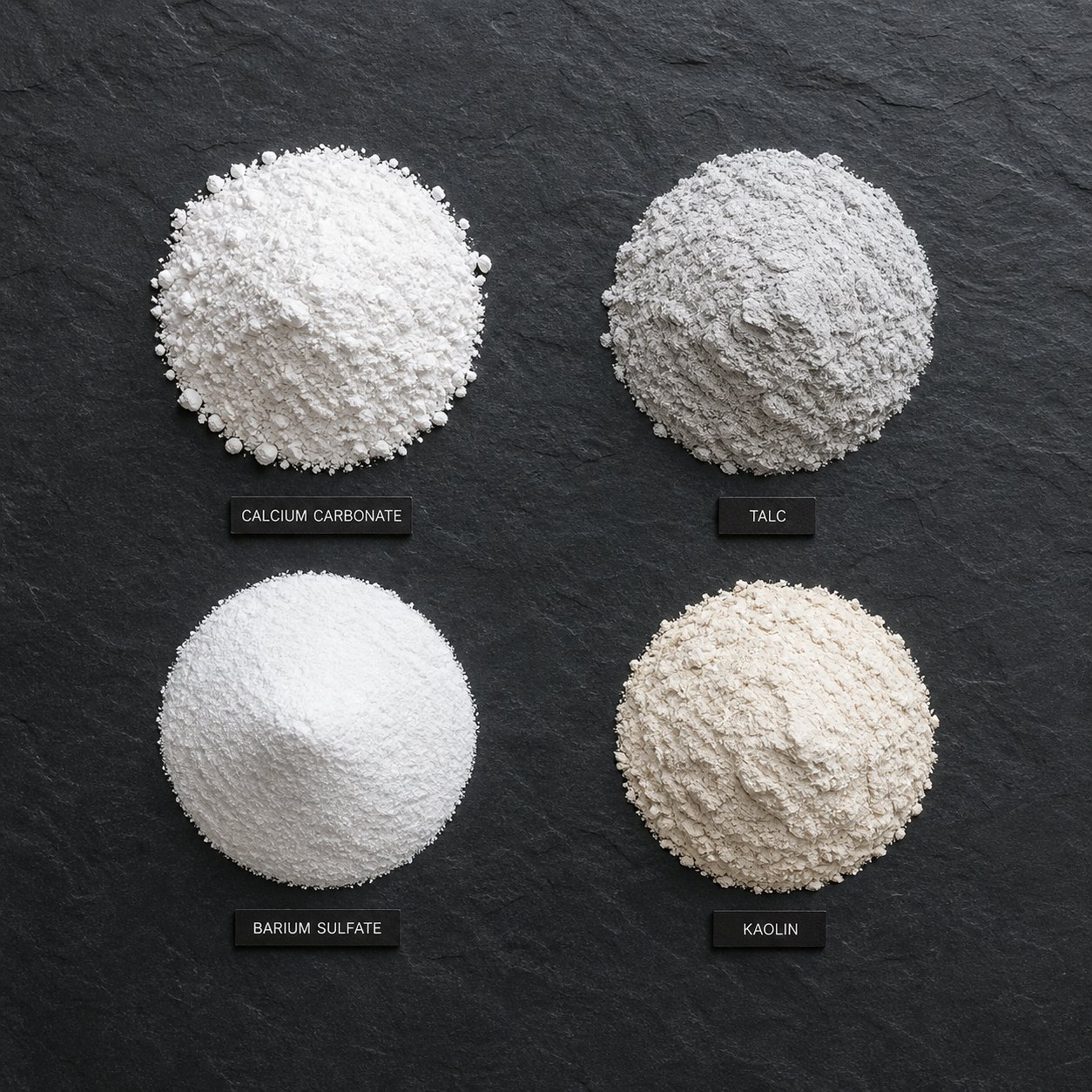 four common mineral fillers used in masterbatch production caco3 talc baso4 and kaolin