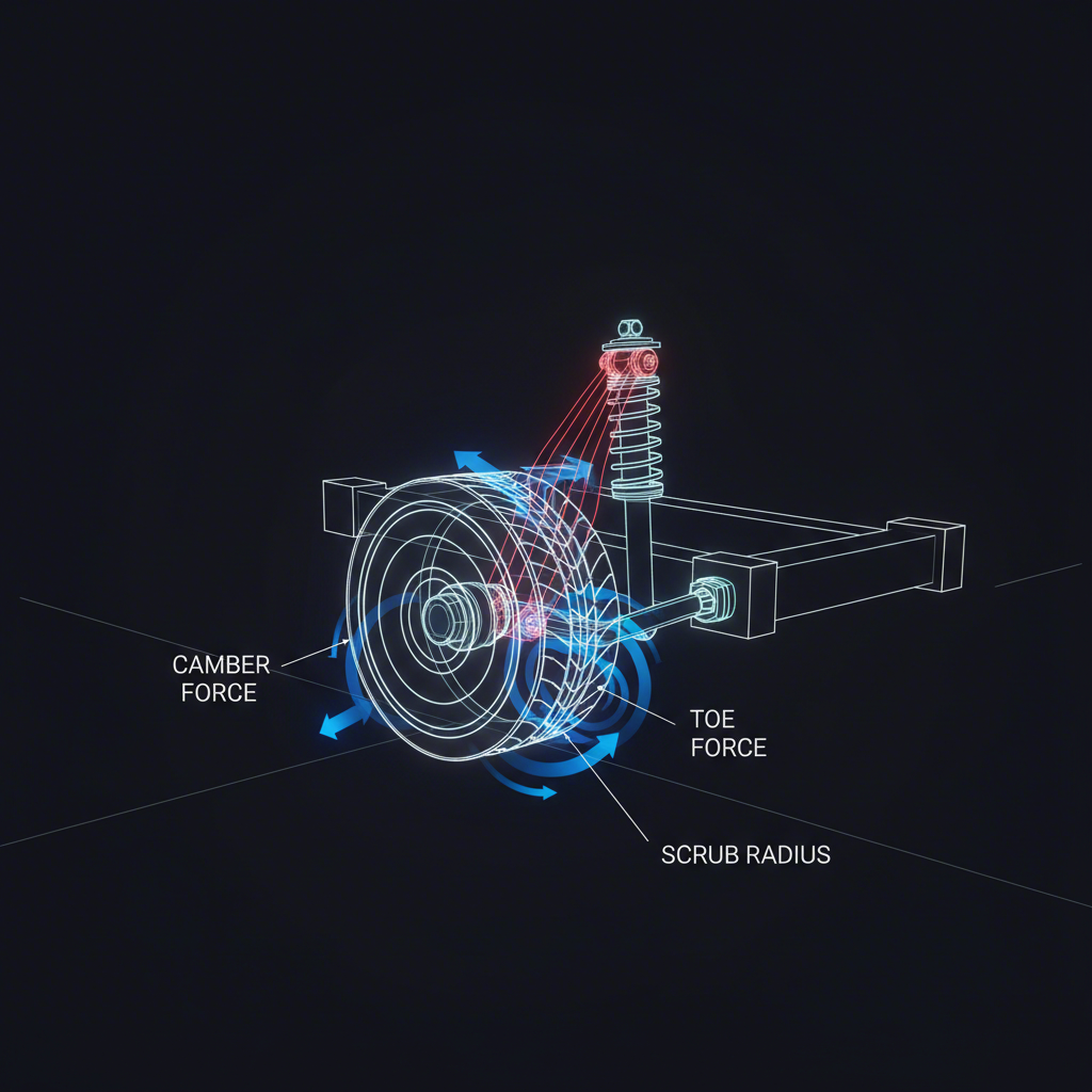 diagram of a vehicles suspension geometry highlighting the control arms role in alignment