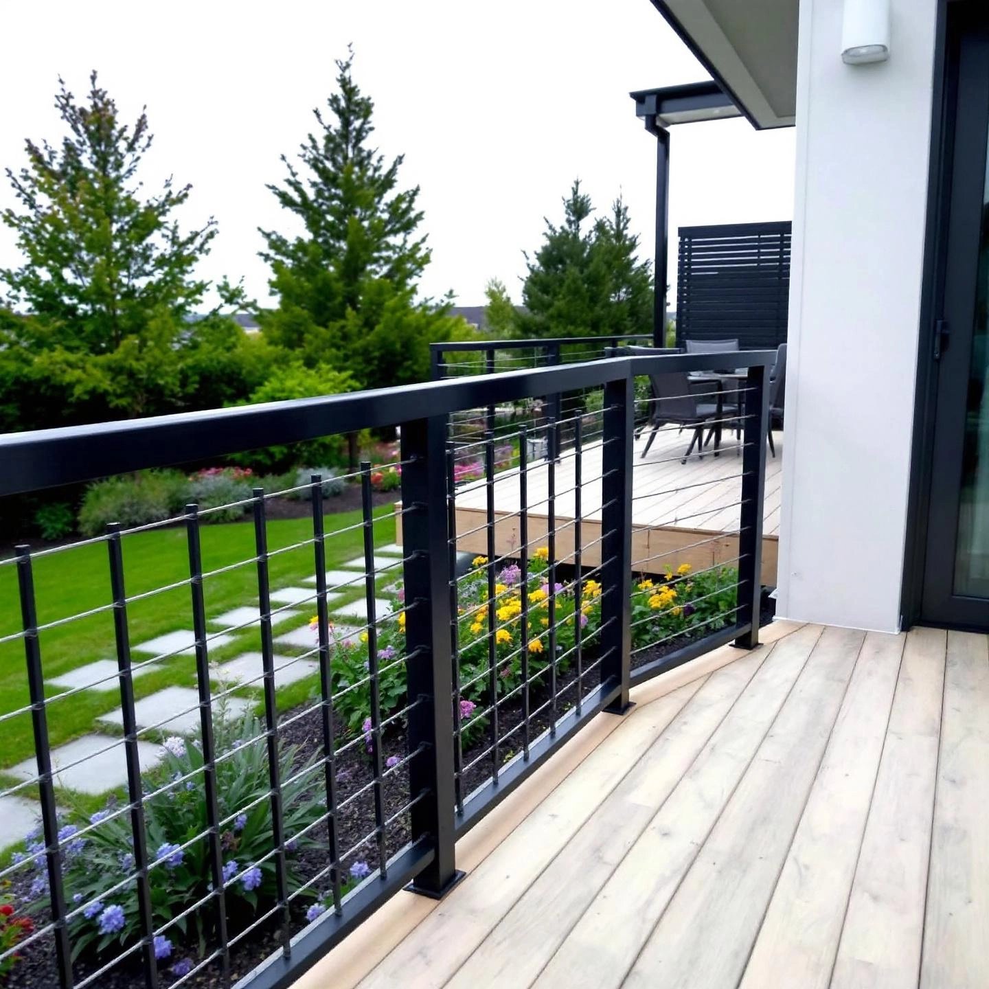 black aluminium railings add a sleek modern touch to any deck design