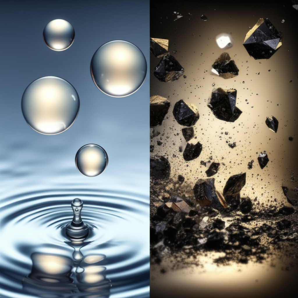 visual comparison of the peening effect of bead blasting versus the etching of sandblasting