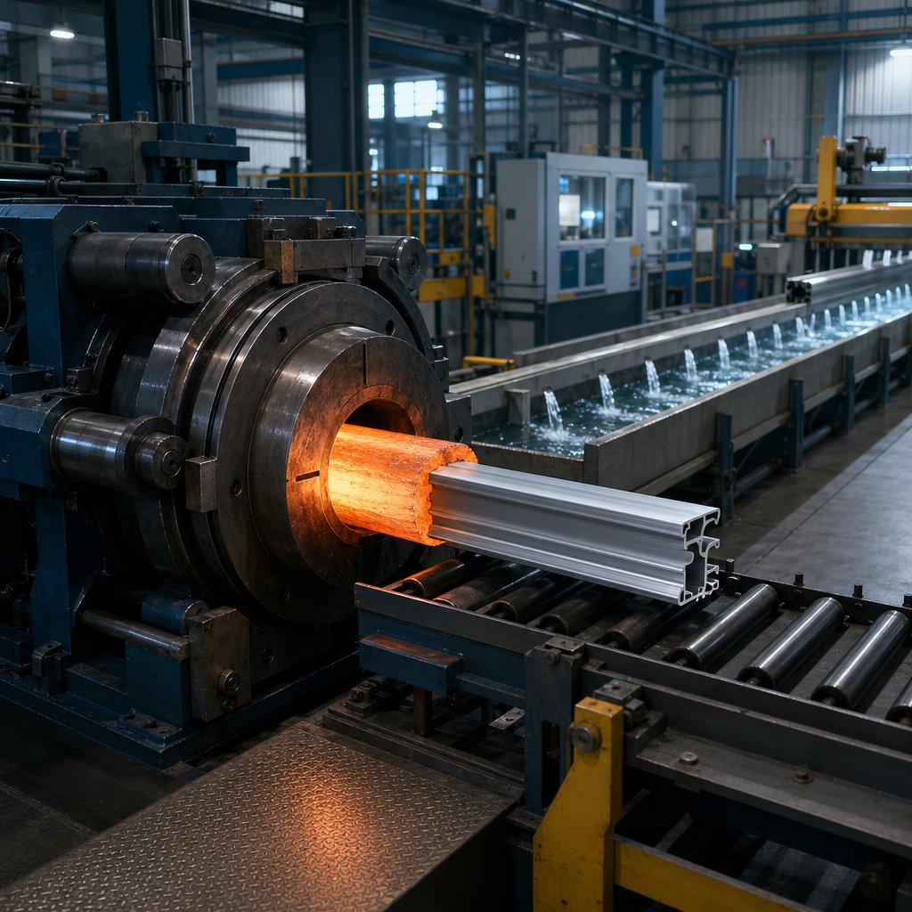 aluminium extrusion process from billet to inspected profile
