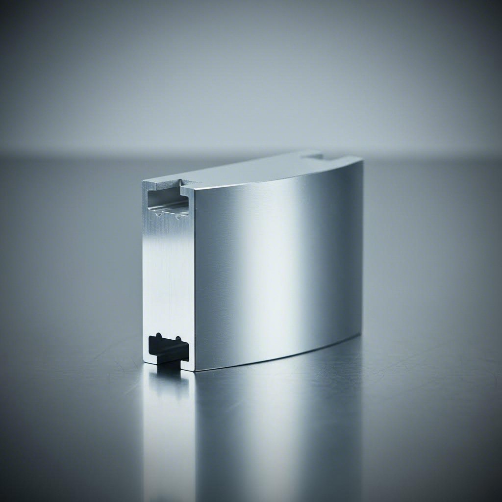 aluminum quarter round extrusion profile showing curved exterior and t slot flat faces