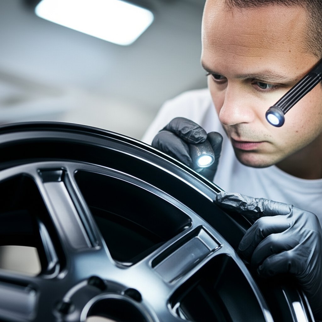 inspecting powder coated rims for defects and quality control