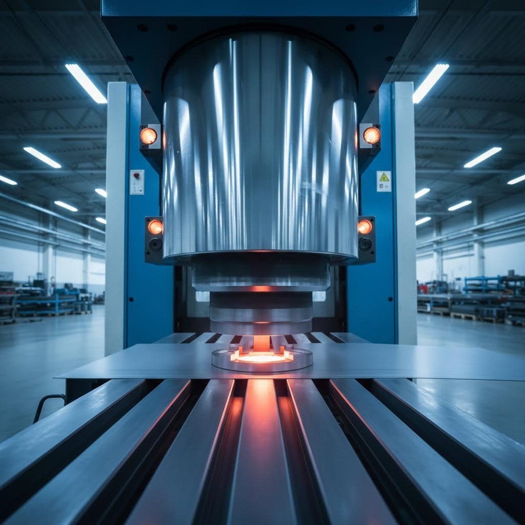 precision die and stamping press transforming sheet metal into formed components