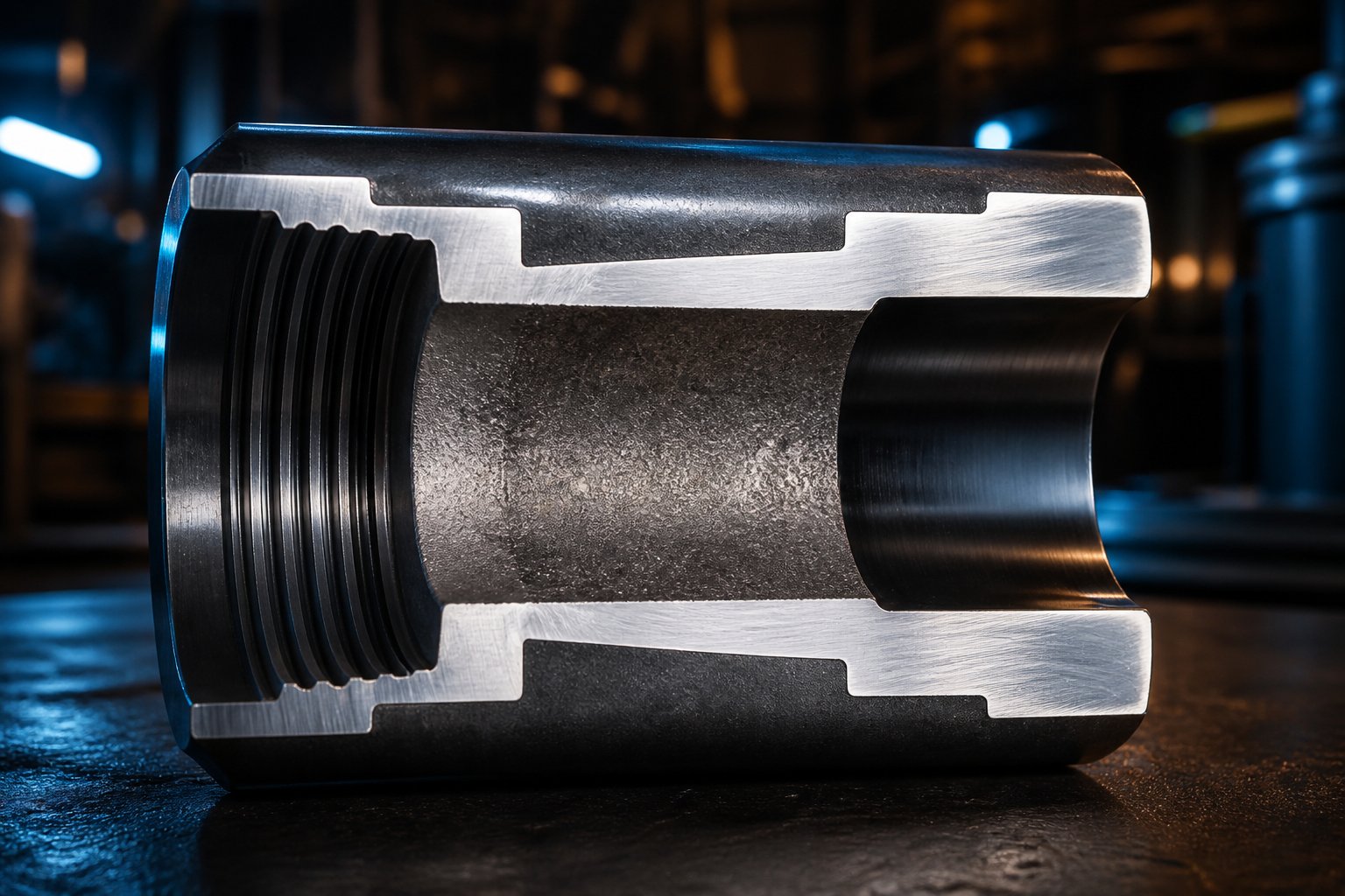 cross section of nitrided 38crmoala steel showing the hard surface layer that gives this alloy its exceptional wear resistance