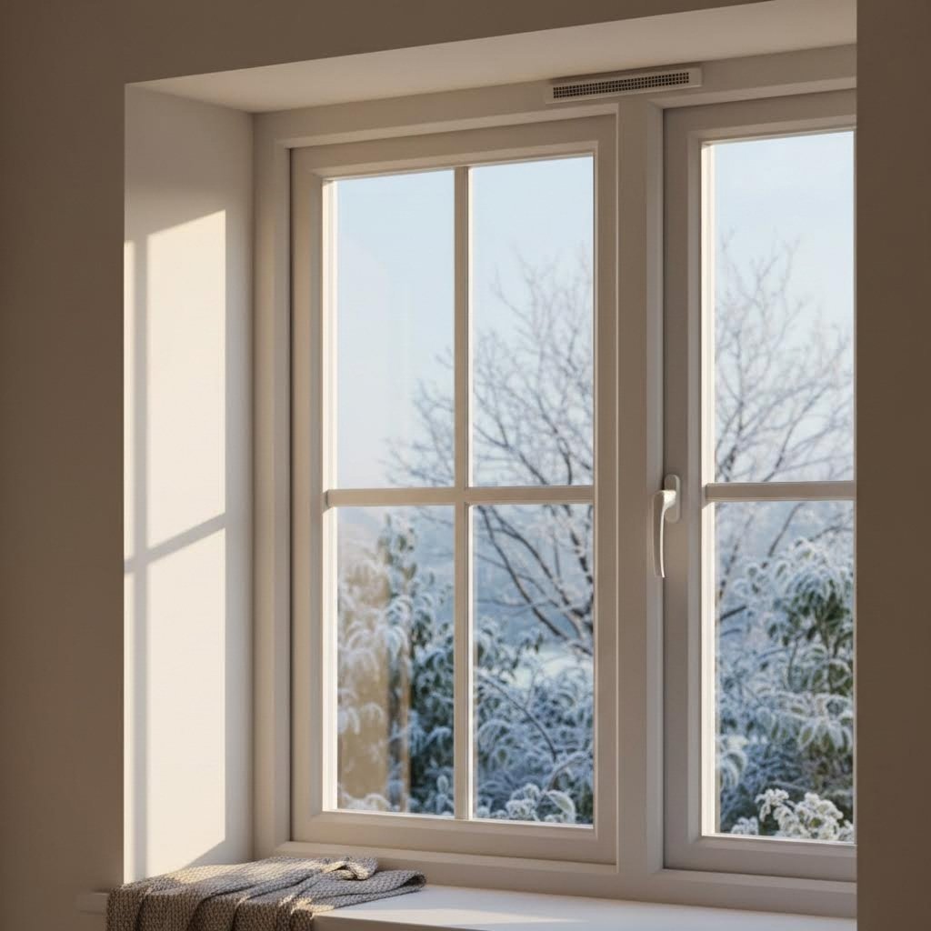 trickle vents installed in window frames provide continuous ventilation to prevent condensation