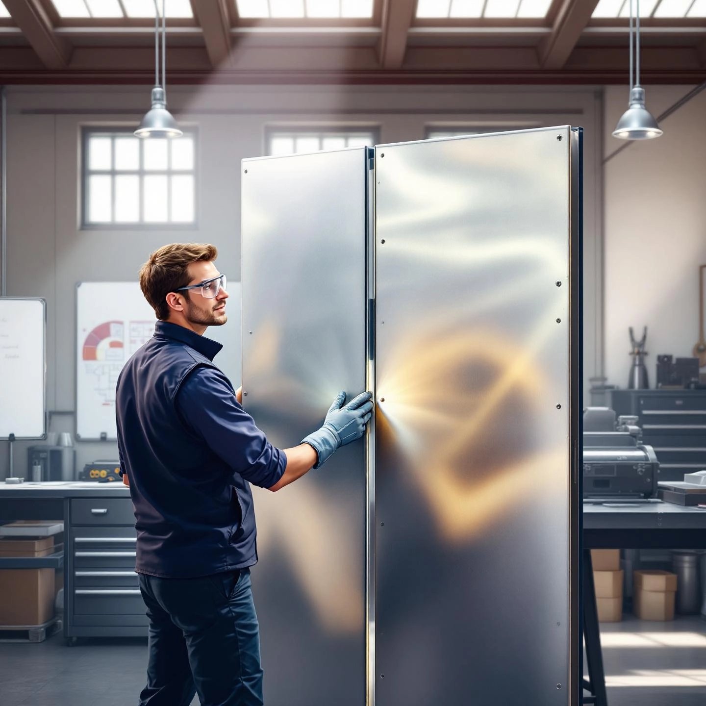 professional welder evaluating aluminum to steel joining methods in an industrial workshop