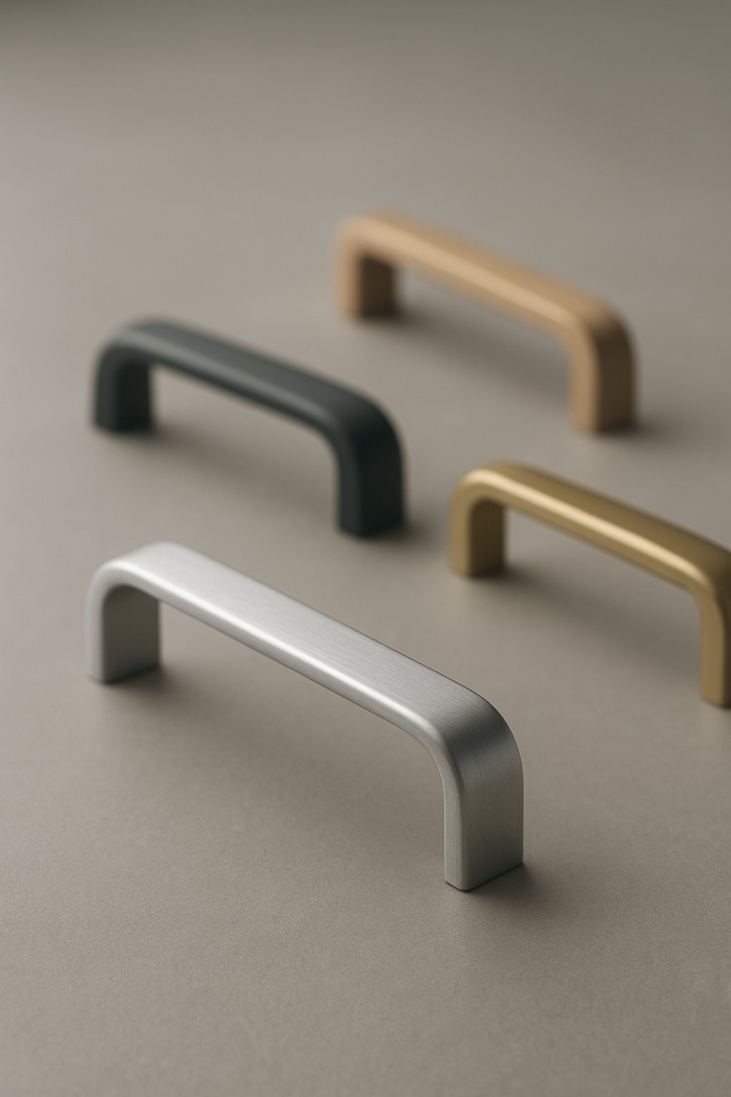 aluminium handle materials in a modern hardware display