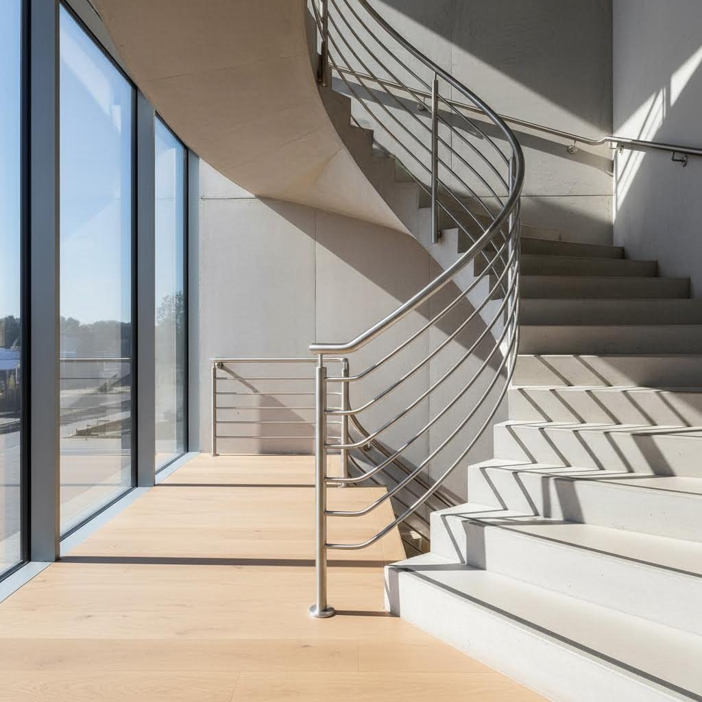 aluminum round tubes create elegant architectural handrail systems